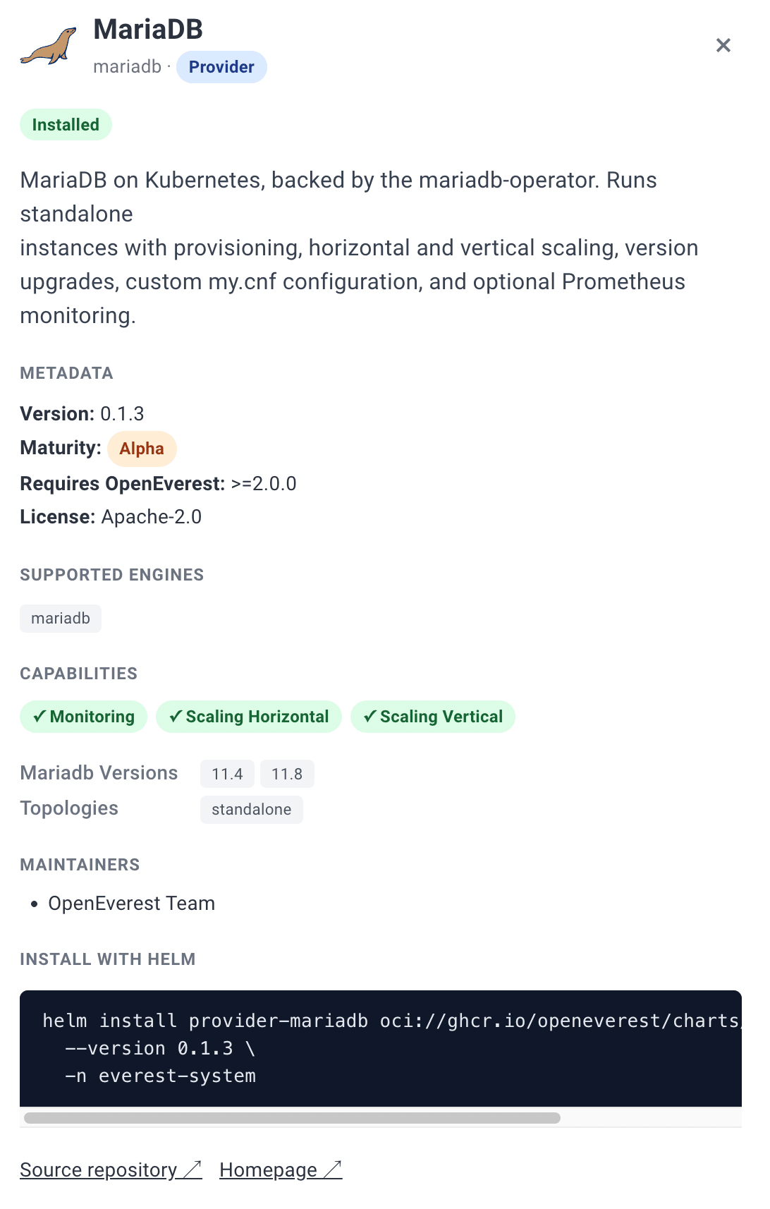 OpenEverest - Blog - MariaDB in the plugin-hub