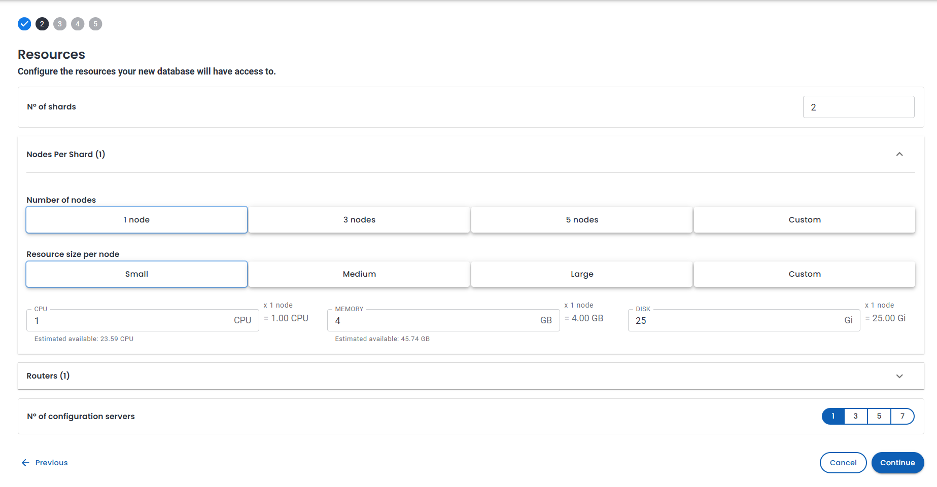 Resources step for a sharded cluster