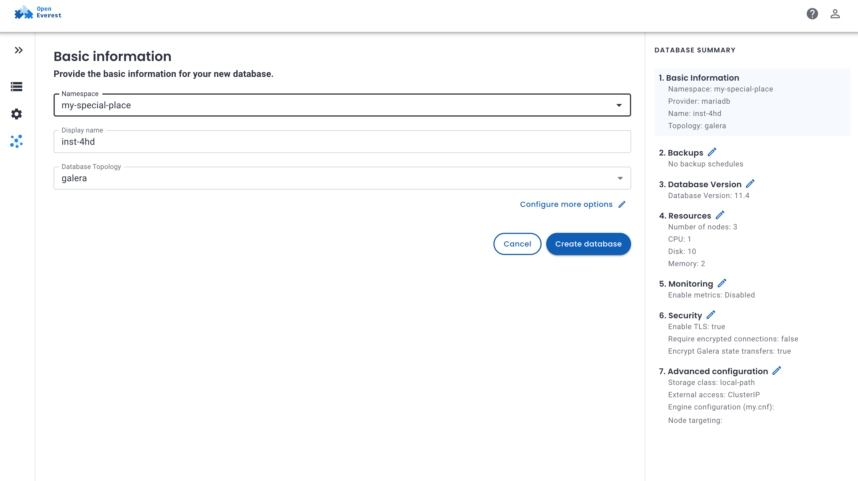Guided MariaDB Provisioning