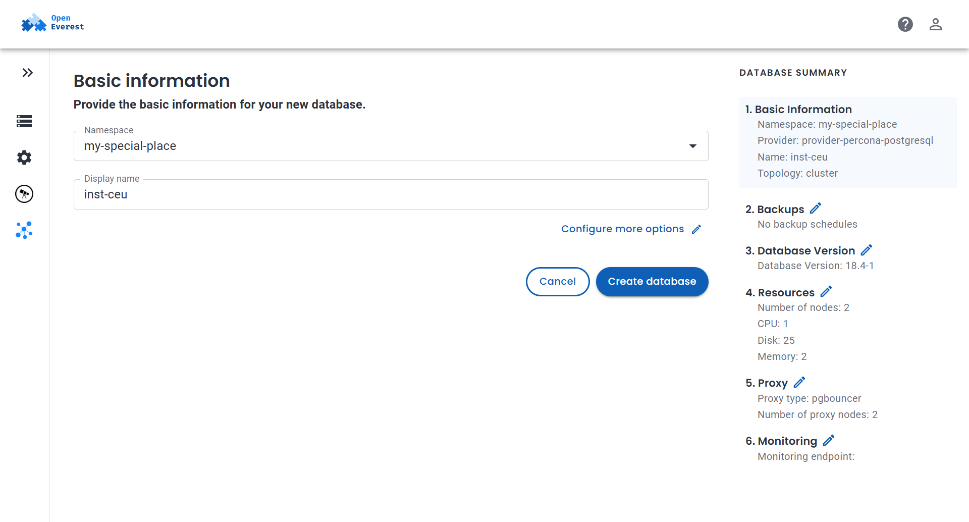 Guided PostgreSQL Provisioning